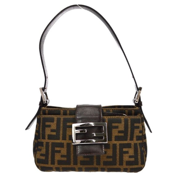 Authenticity Guaranteed FENDI Zucca Pattern Mini Handbag Brown Canvas - Picture 1 of 11